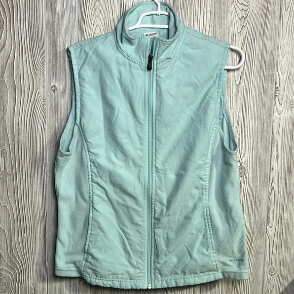 Columbia Women’s Light Aqua Quilted Fleece Zip Up Vest Jacket Size Large - Picture 1 of 4